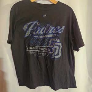 San Diego Padres Majestic Triple‎ Peak Black T-shirt L